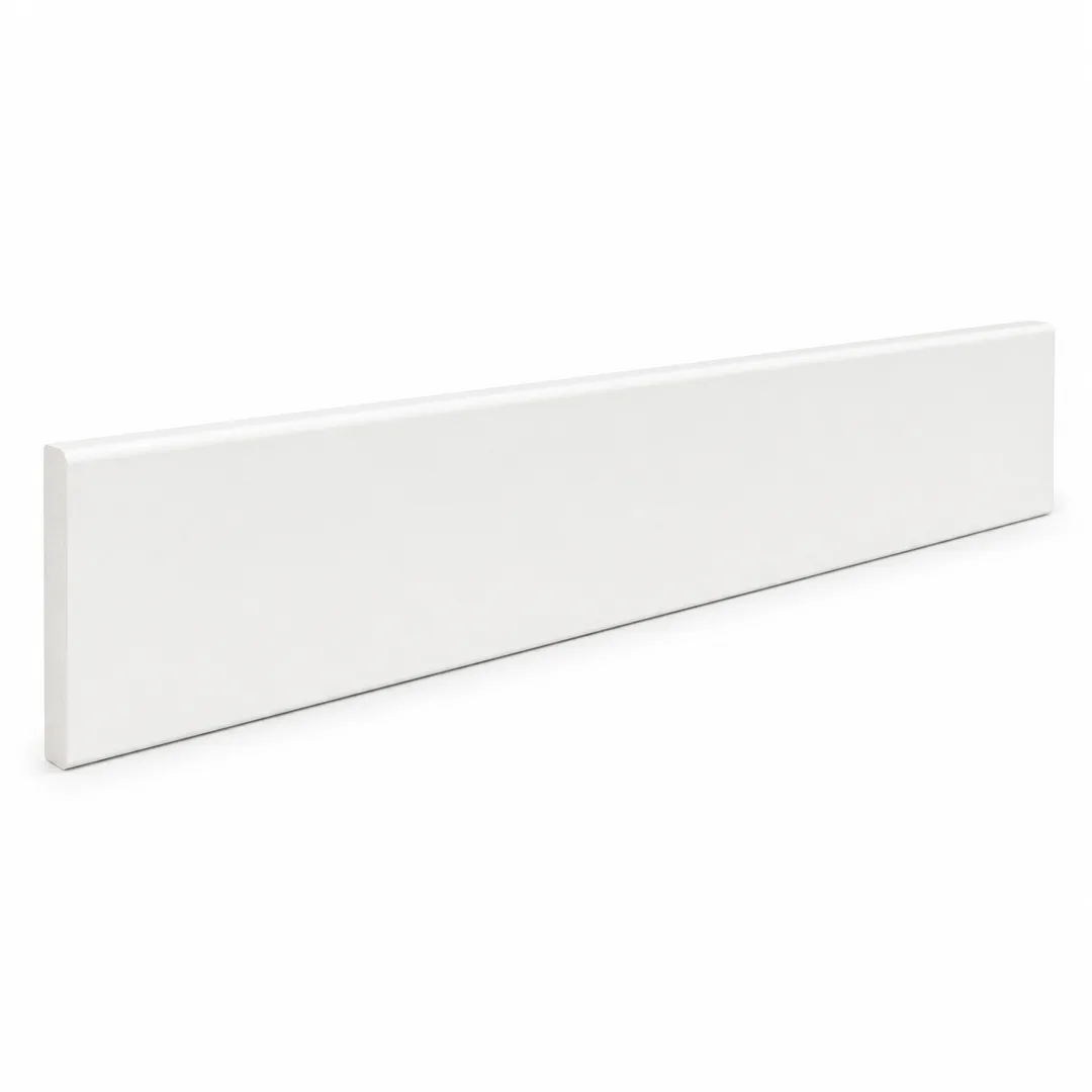 Battiscopa Testa quadra Legno impiallacciato Laccato bianco 10 x 50 x 2400 mm - Gaia