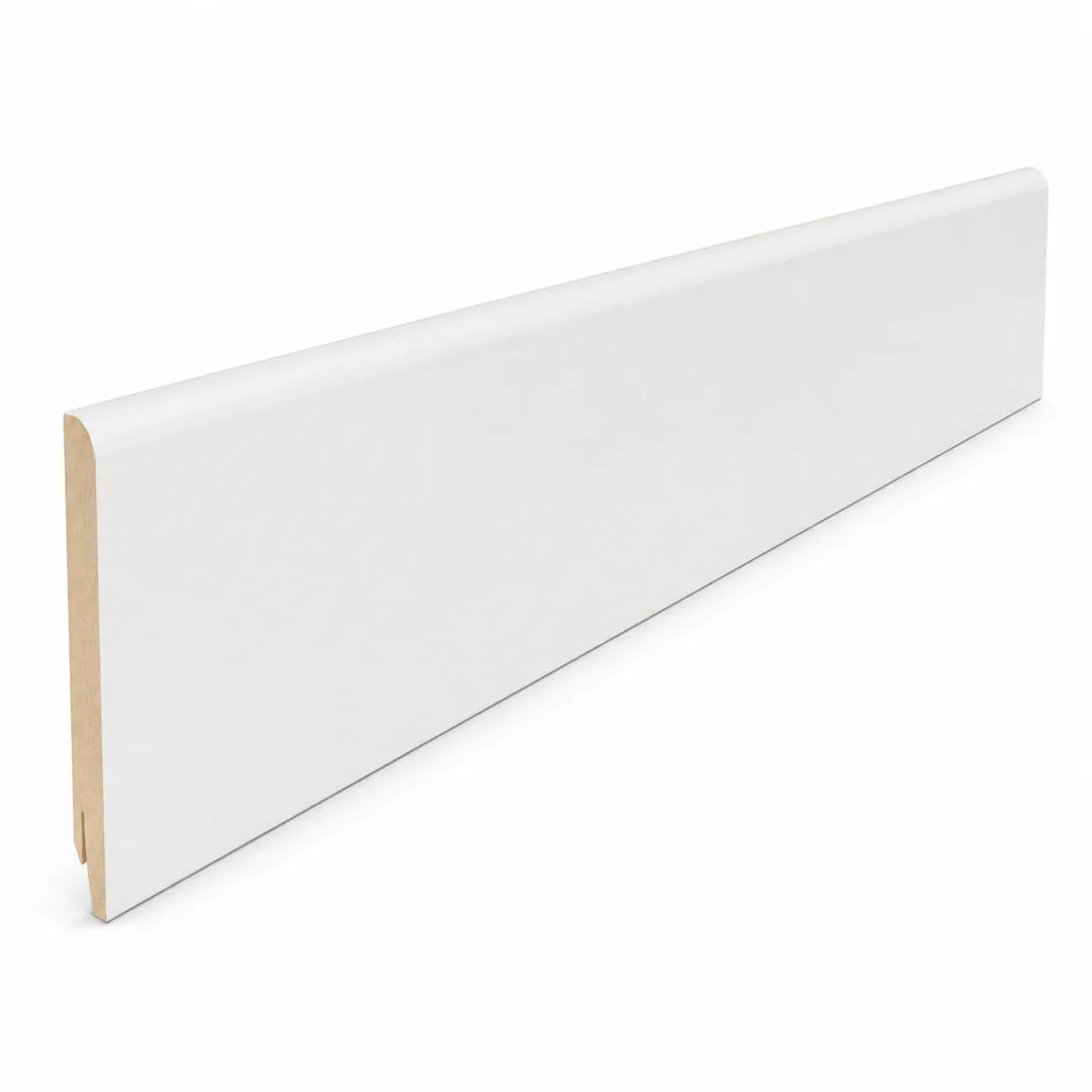 Battiscopa Becco civetta Legno impiallacciato Laccato bianco 10 x 70 x 2400 mm - Gaia