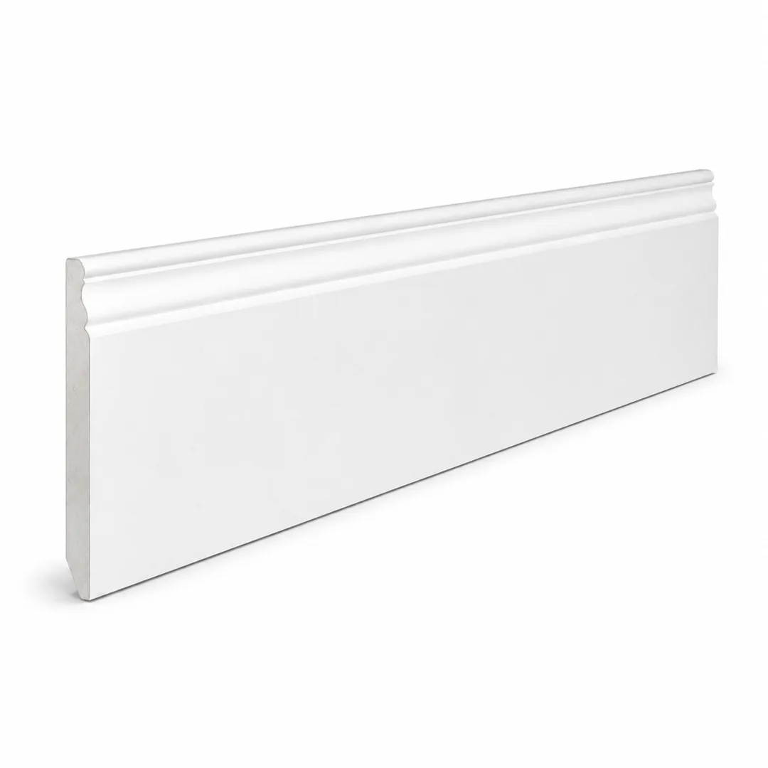 Battiscopa Sagomato Reale Massello di Ayous Laccato bianco 13 x 120 x 2400 mm - Gaia