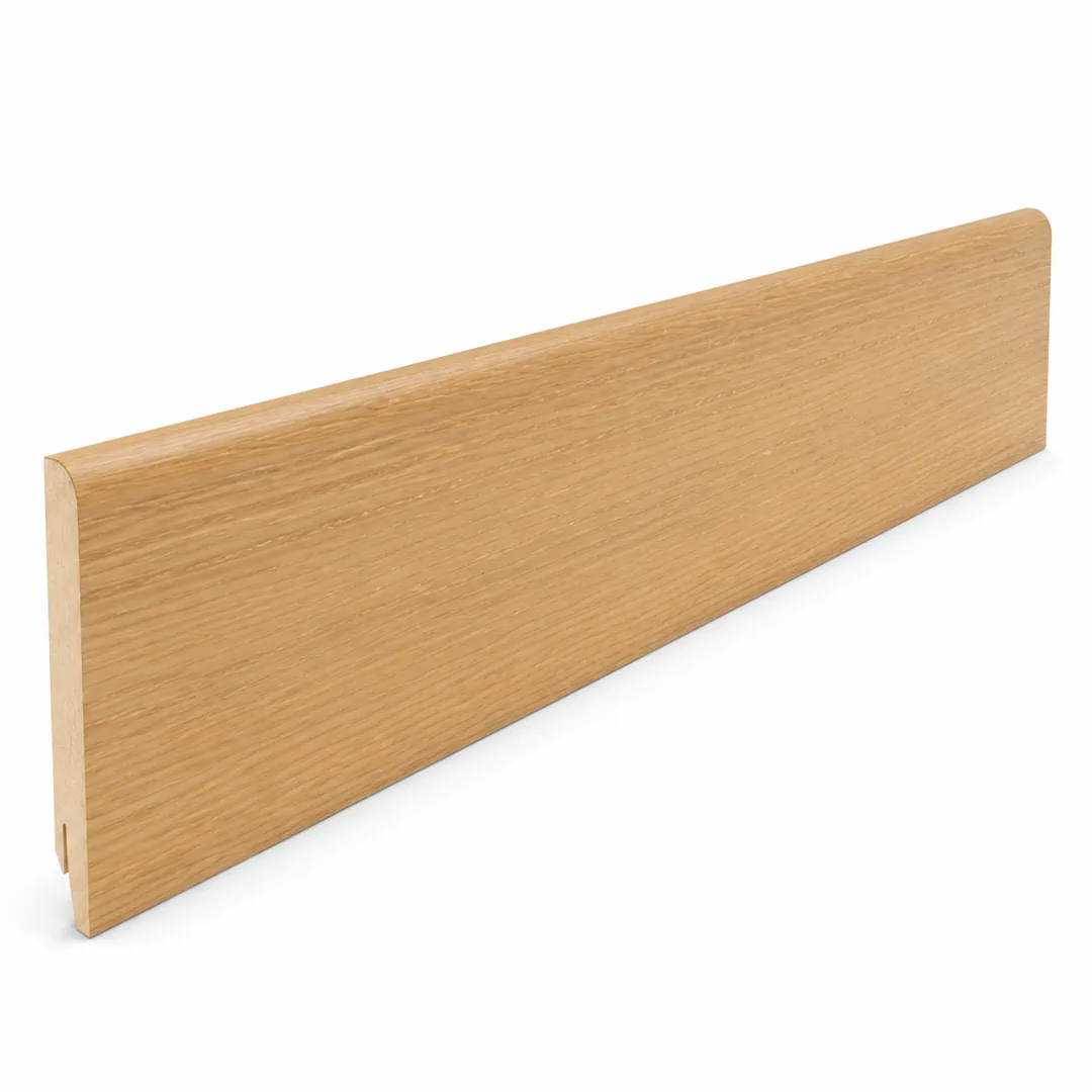 Battiscopa Becco civetta Rovere impiallacciato Grezzo 13 x 80 x 2400 mm - Gaia