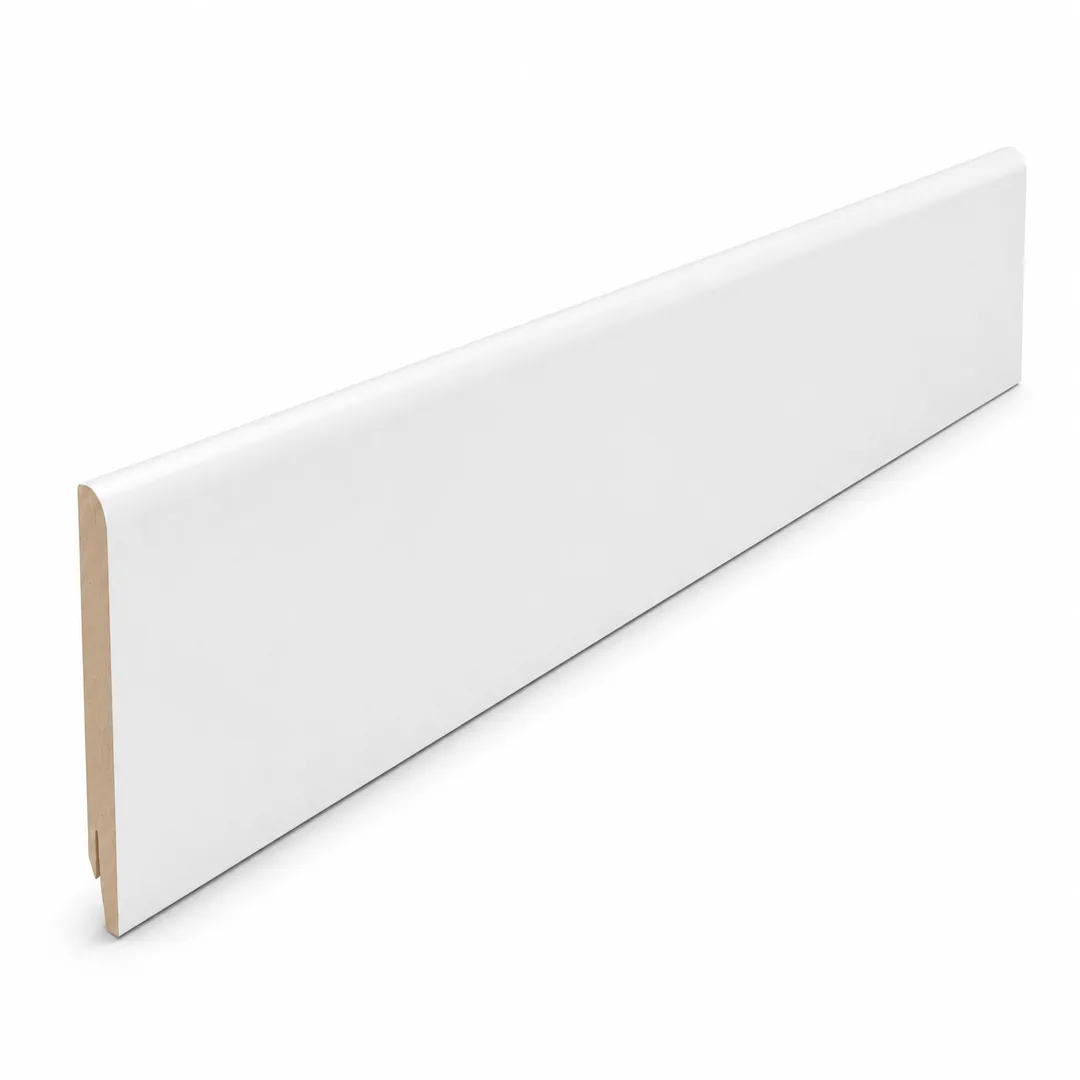Battiscopa Becco civetta Legno impiallacciato Laccato bianco 13 x 80 x 2400 mm - Gaia