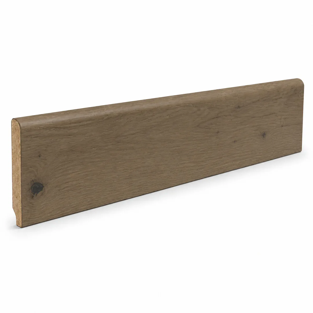 Battiscopa Rovere impiallacciato DIONISIO DE Smoked, Smoked Fumé, Geräuchert, LIGHT GREY 13 x 80 x 2400 mm - Gaia