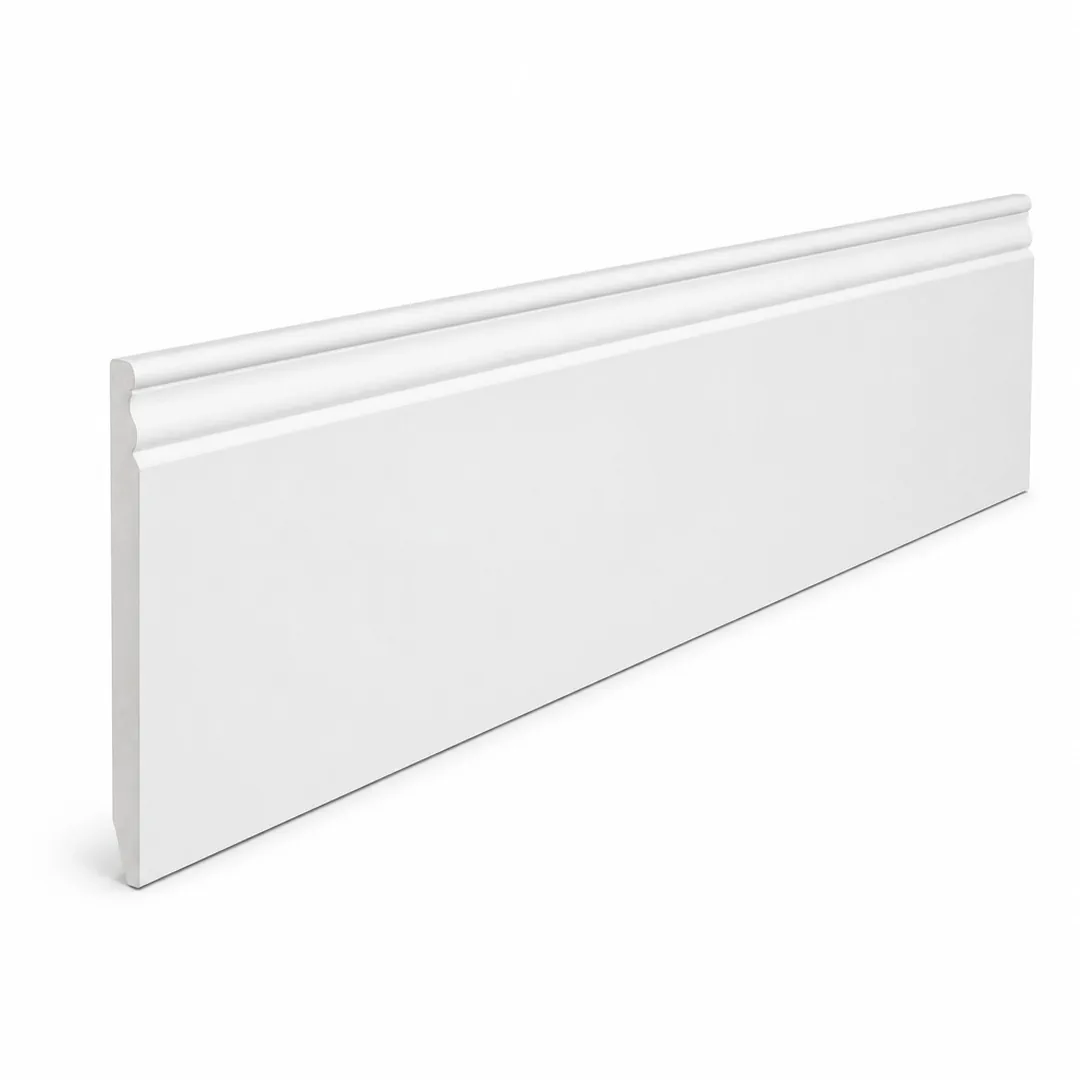 Battiscopa Sagomato Reale Massello di Ayous Laccato bianco 13 x 140 x 2400 mm - Gaia