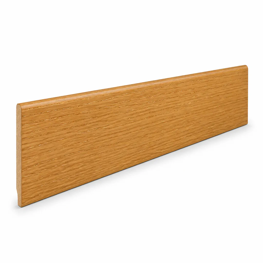Battiscopa Testa quadra Rovere impiallacciato Verniciato naturale 10 x 50 x 2400 mm - Gaia