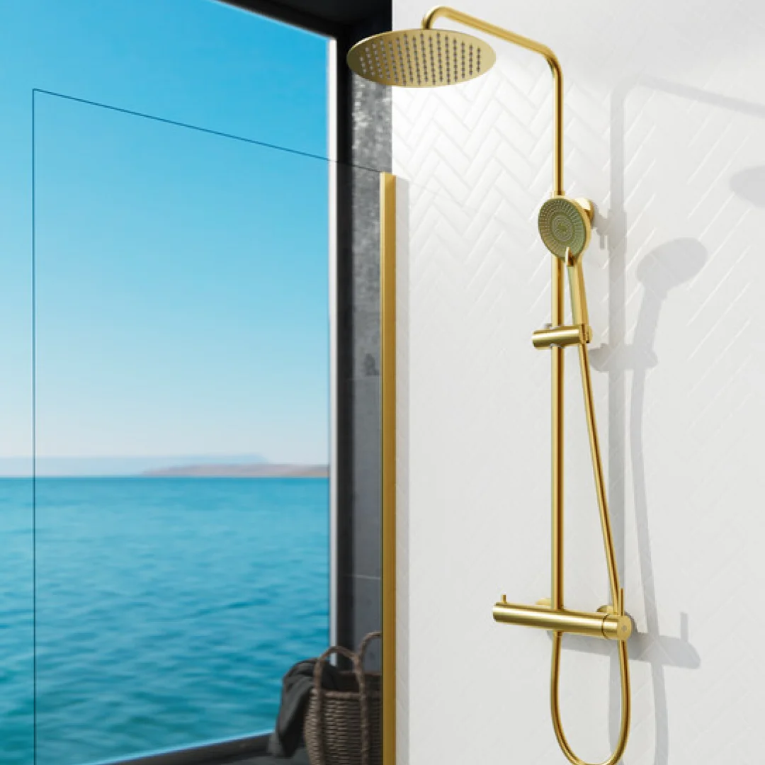 GME Colonna Doccia Inverter R Oro PVD con soffione e doccetta