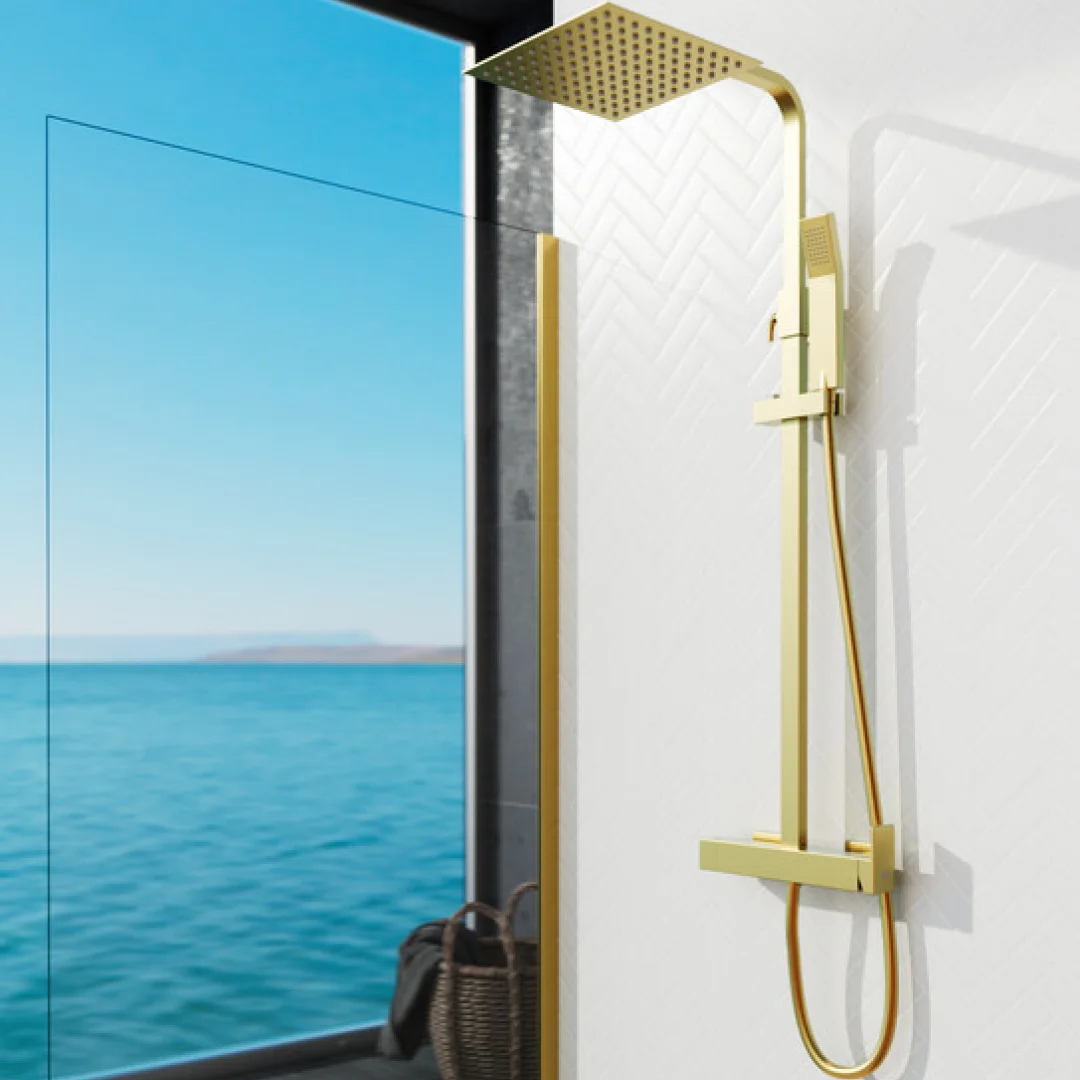 GME Colonna Doccia Inverter C Oro PVD con soffione e doccetta