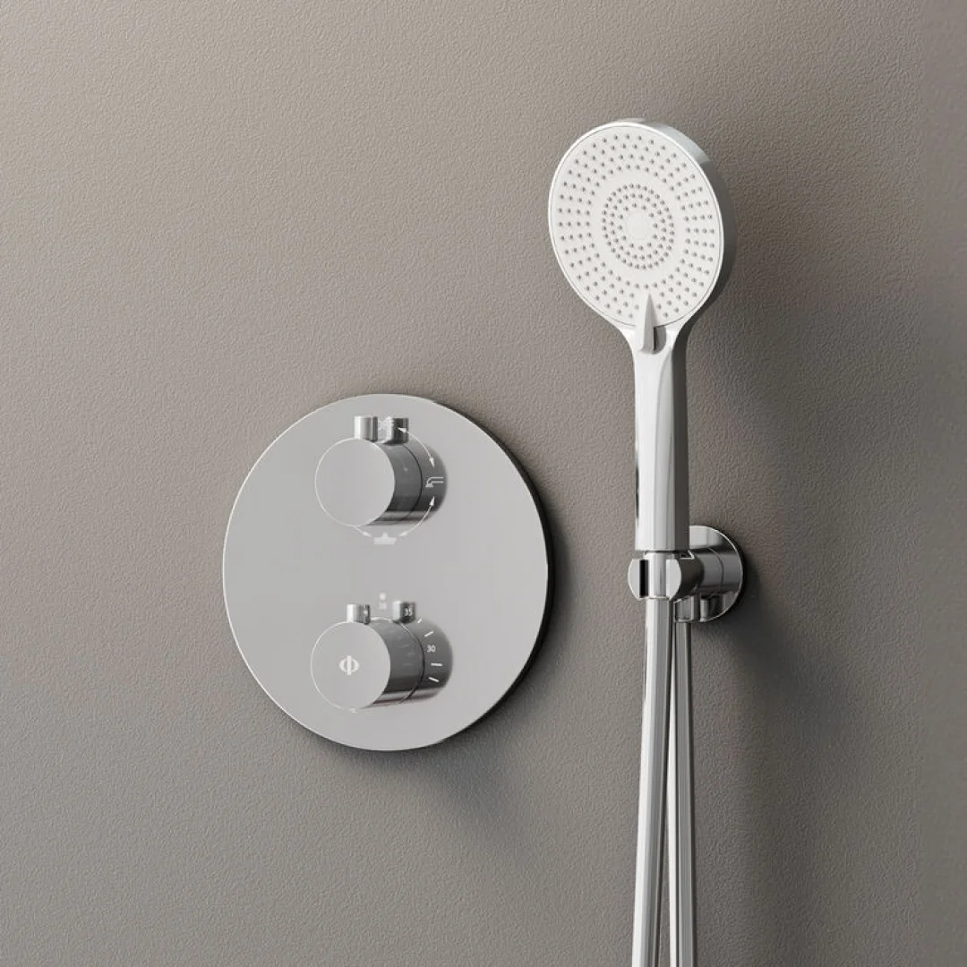 Miscelatore doccia da incasso termostatico Round Cromo