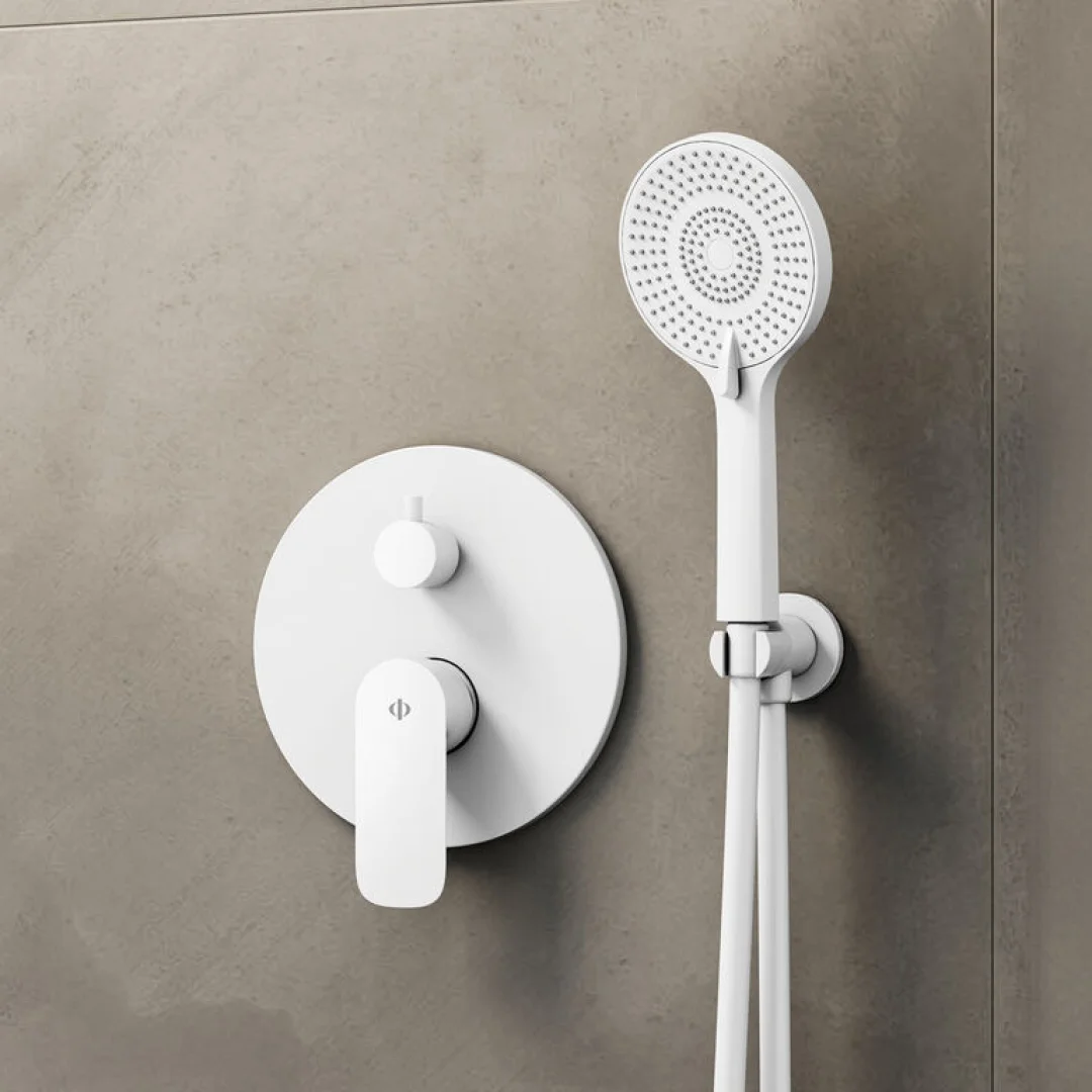 Miscelatore doccia da incasso termostatico Round Bianco