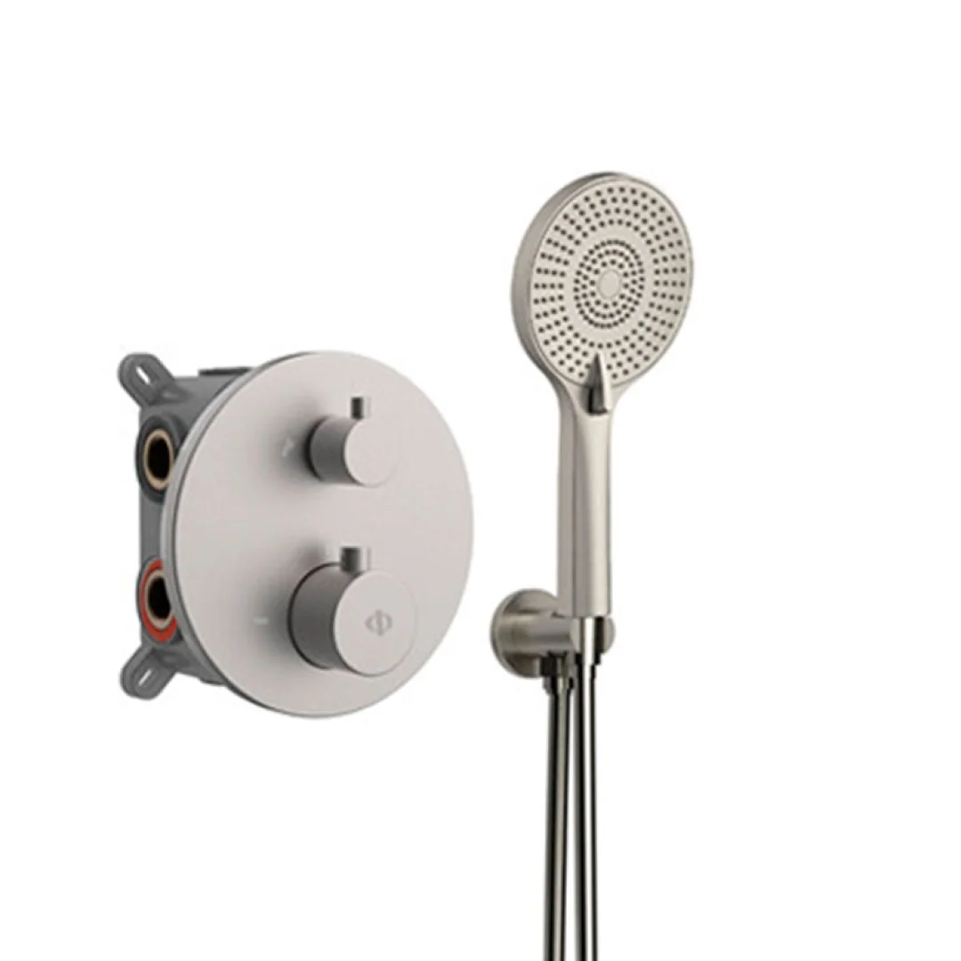 Miscelatore doccia da incasso termostatico Round Nichel