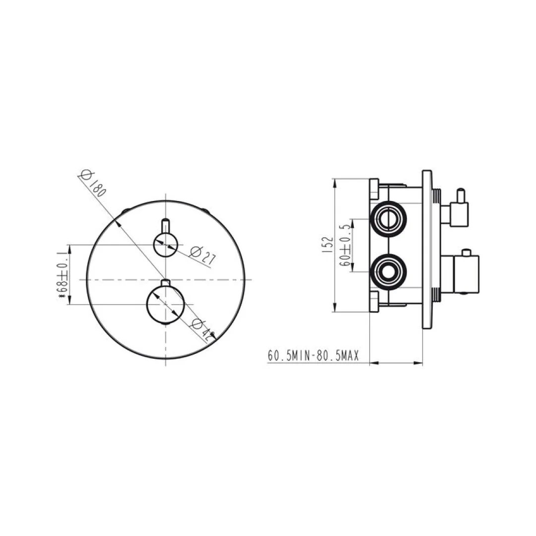 Miscelatore doccia da incasso termostatico Round Oro