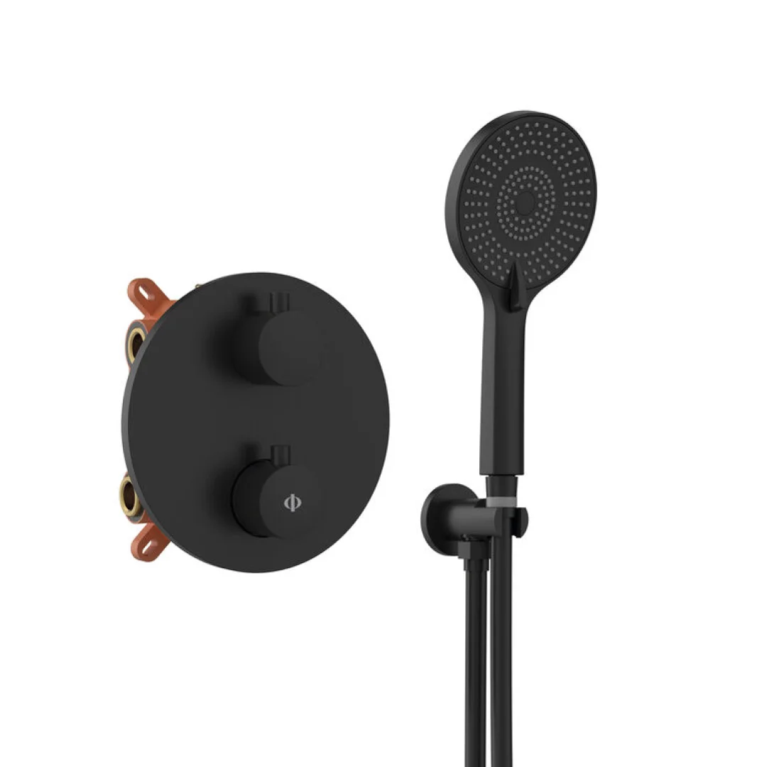 Miscelatore doccia da incasso termostatico Round Nero