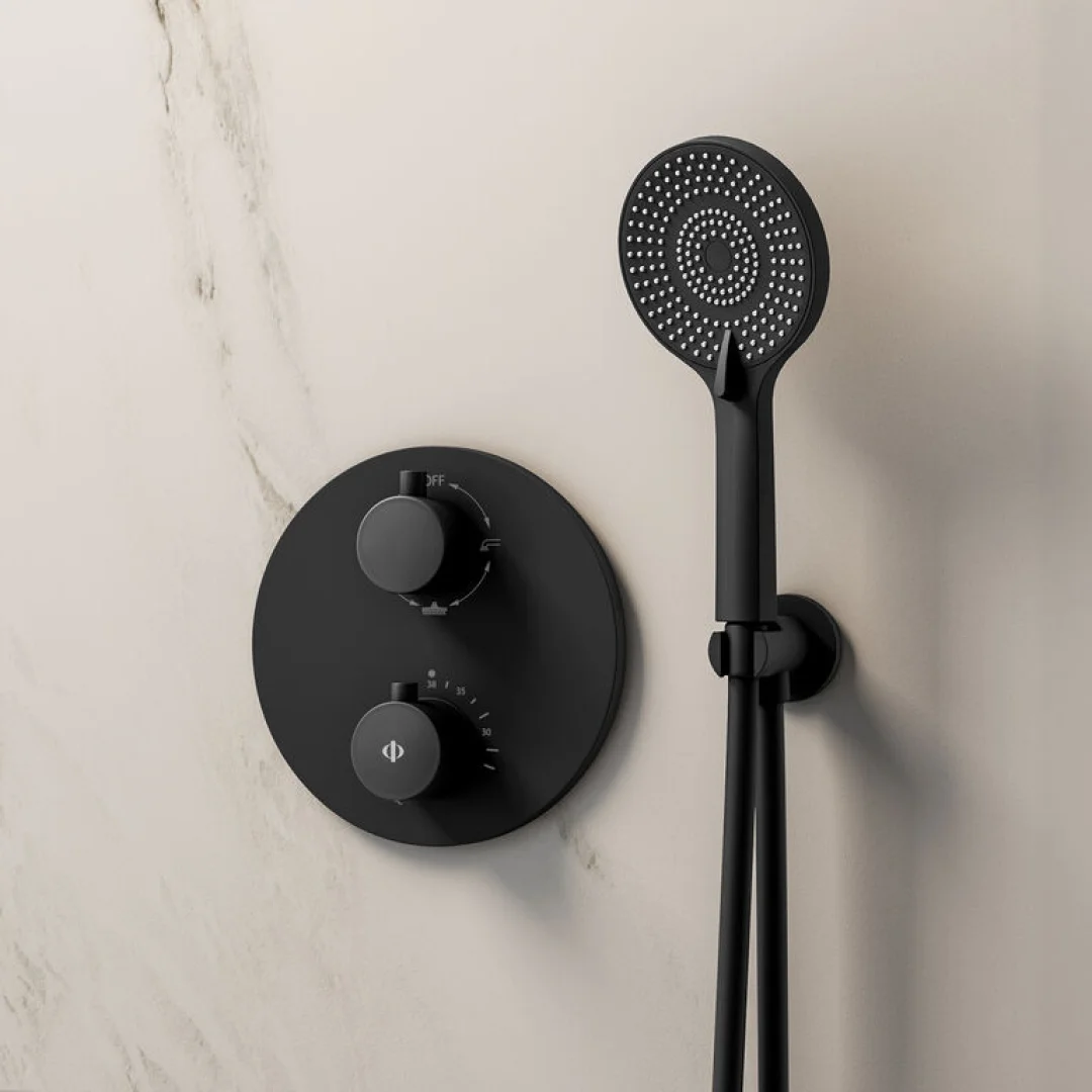Miscelatore doccia da incasso termostatico Round Nero