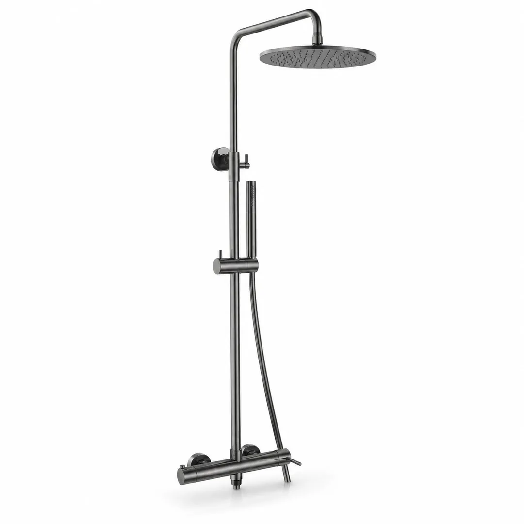 GME Colonna Doccia Round Titanio PVD con soffione e doccetta