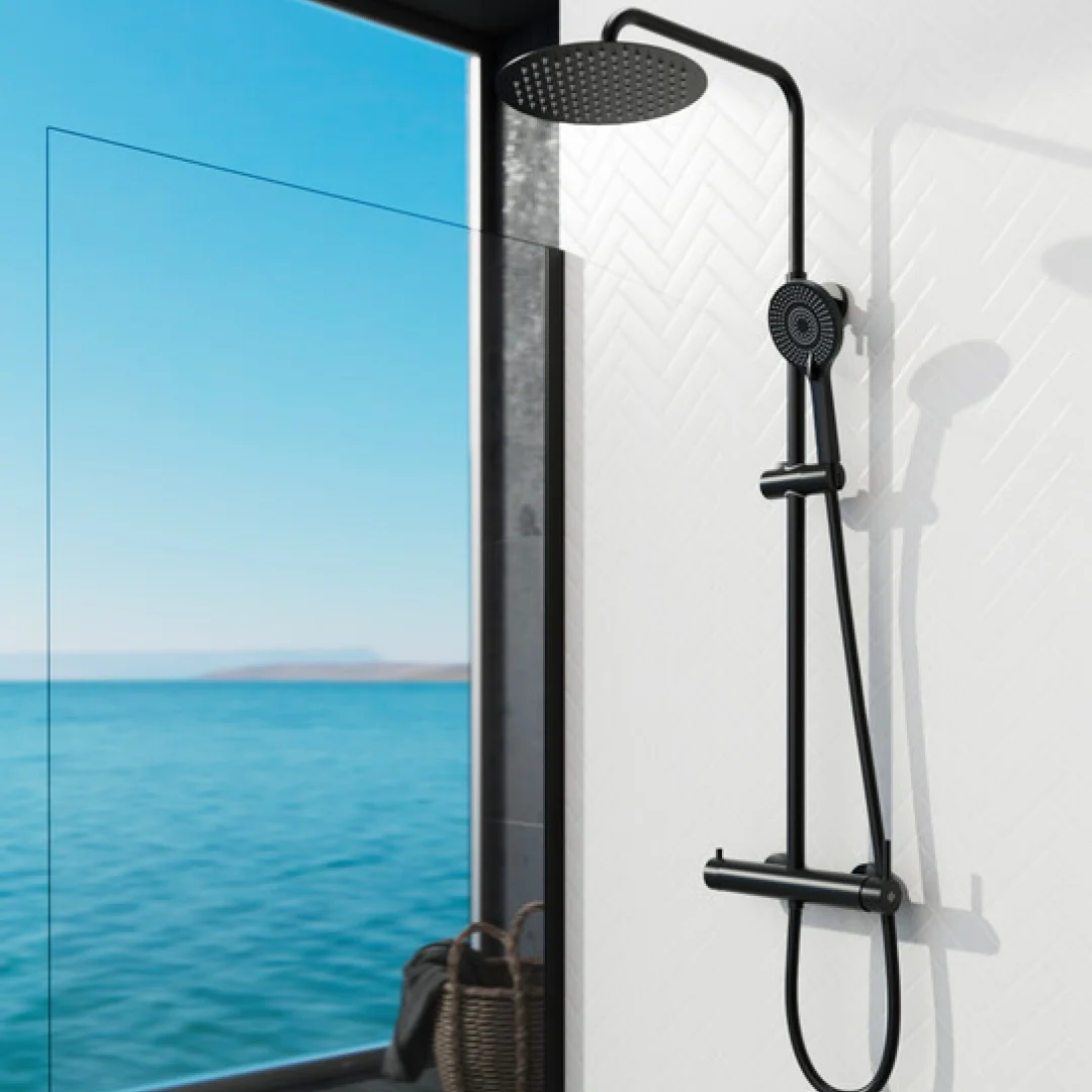 GME Colonna Doccia Inverter R Nero con soffione e doccetta