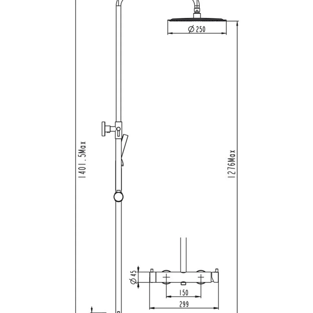 GME Colonna Doccia Inverter Unik Rame PVD con soffione e doccetta