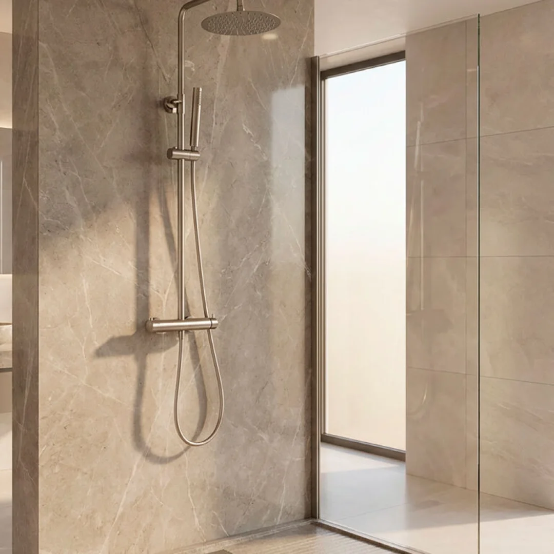 GME Colonna Doccia Inverter Unik Nichel PVD con soffione e doccetta