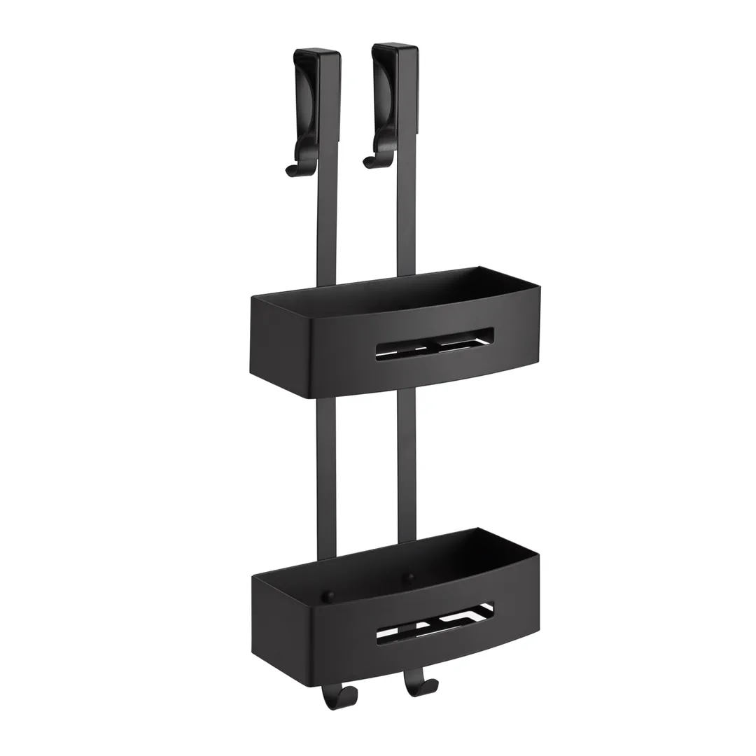 GEDY Portaoggetti Doccia Angolare Nerva Nero Matt H 58,4 x L 24 x P 18,7 cm