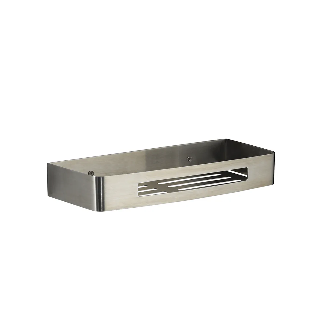 GEDY Portaoggetti Doccia Angolare Nerva Spazzolato H 4,5 x L 30 x P 12,8 cm