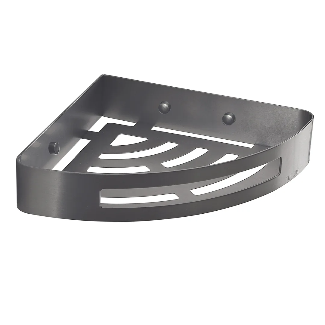 GEDY Portaoggetti Doccia Angolare Nerva Gun Metal H 4,5 x L 21 x P 21 cm