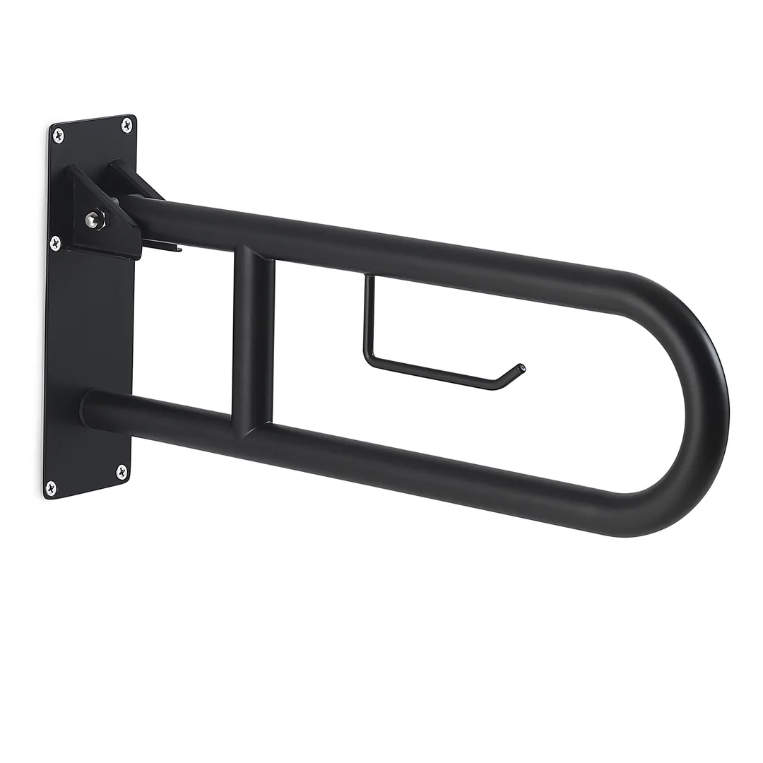 GEDY Appoggio Ribaltabile / Supporto WC Snug Nero Matt H 30 x L 10 x P 60 cm