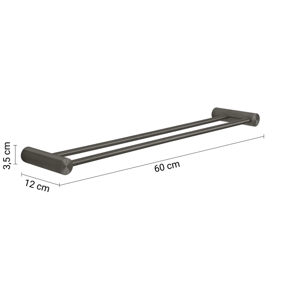 GEDY Portasalviette / Portasciugamani Ande Gun Metal 60 cm H 3,5 x L 60 x P 12 cm