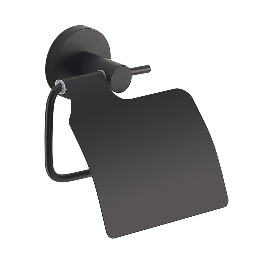 GEDY Portarotolo Felce Plus Nero Matt H 14,5 x L 13,5 x P 5,5 cm