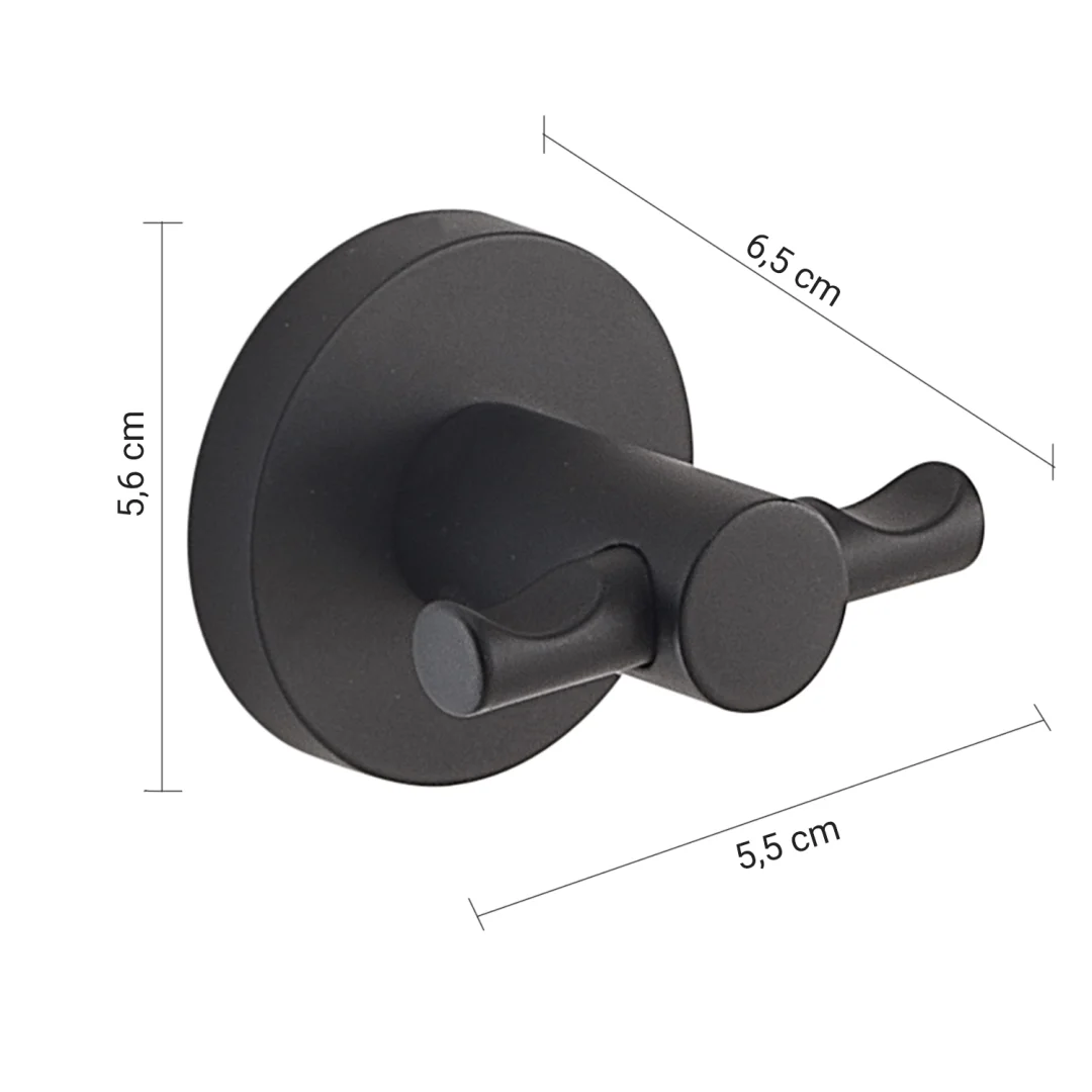 GEDY Appendiabiti Felce Plus Nero Matt H 5,6 x L 6,5 x P 5,5 cm
