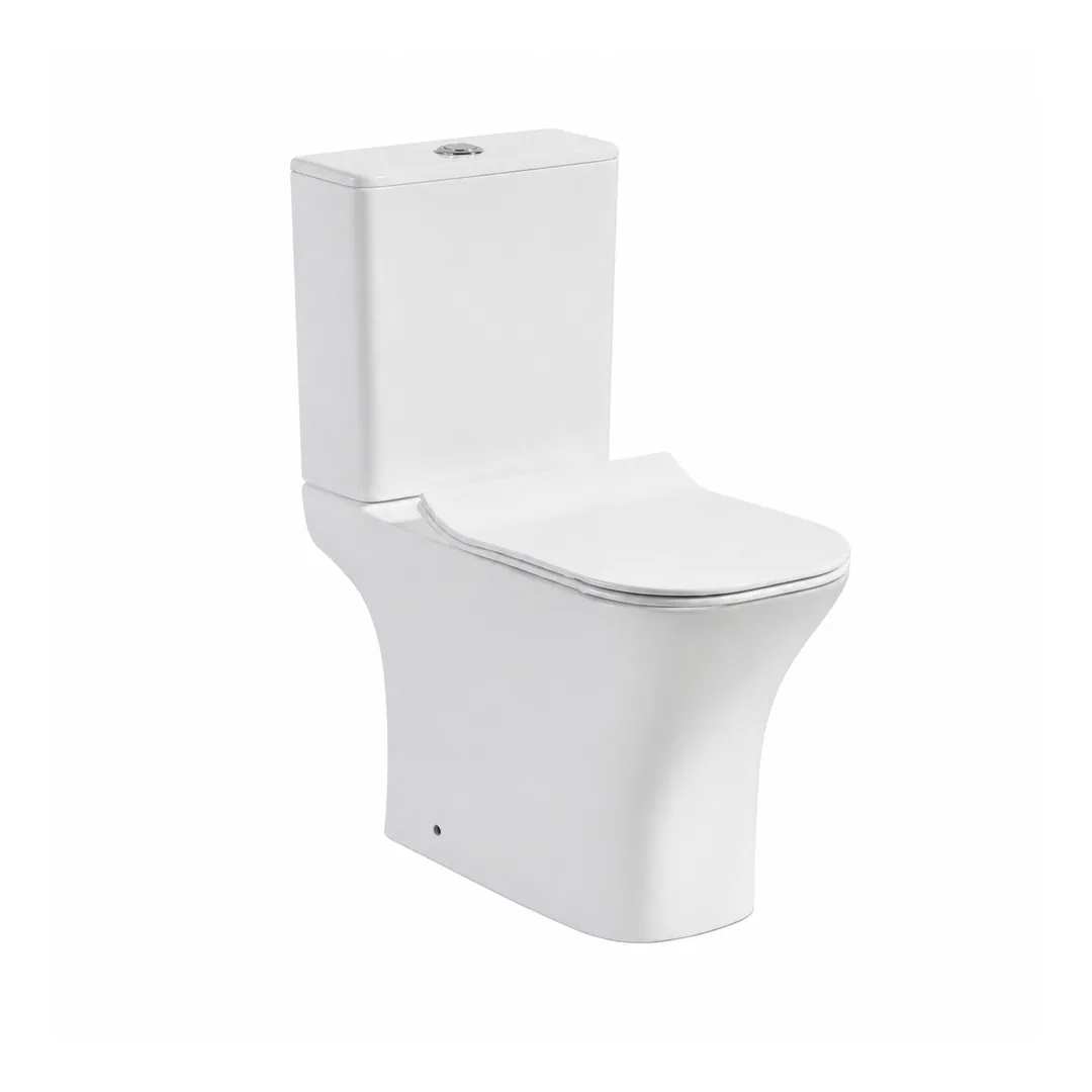 Karag Set WC monoblocco Natalia bianco lucido Rimless con vaso, cassetta e coprivaso