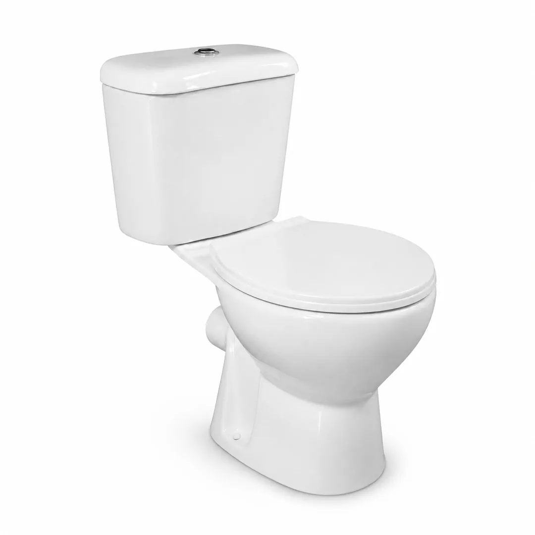 Karag Set WC monoblocco Venice bianco lucido Rimless con vaso, cassetta e coprivaso