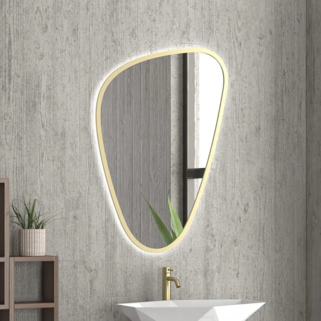 Karag Specchio LED con cornice rettangolare Elena 68.3x95.6 cm oro