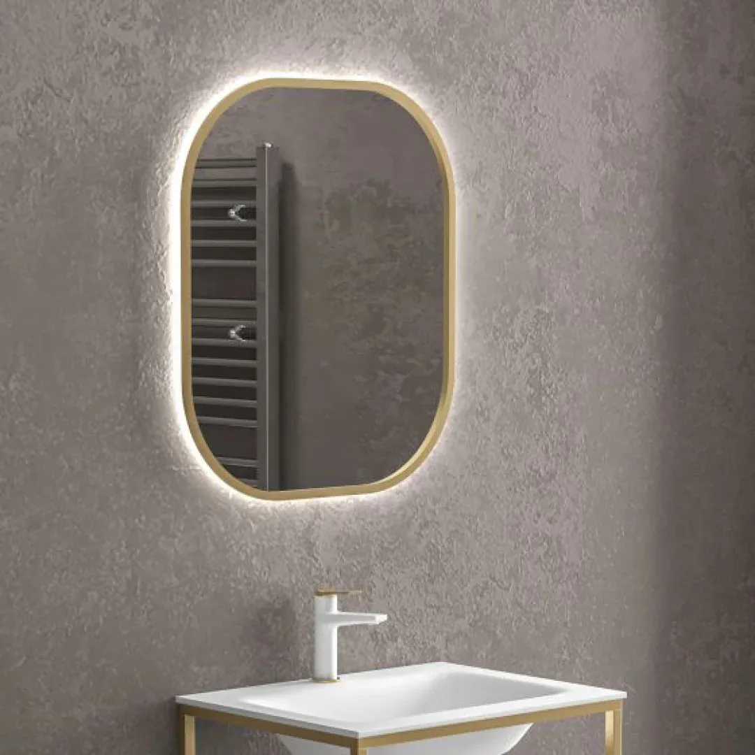 Karag Specchio LED con cornice rettangolare Sharon 60x70 cm oro
