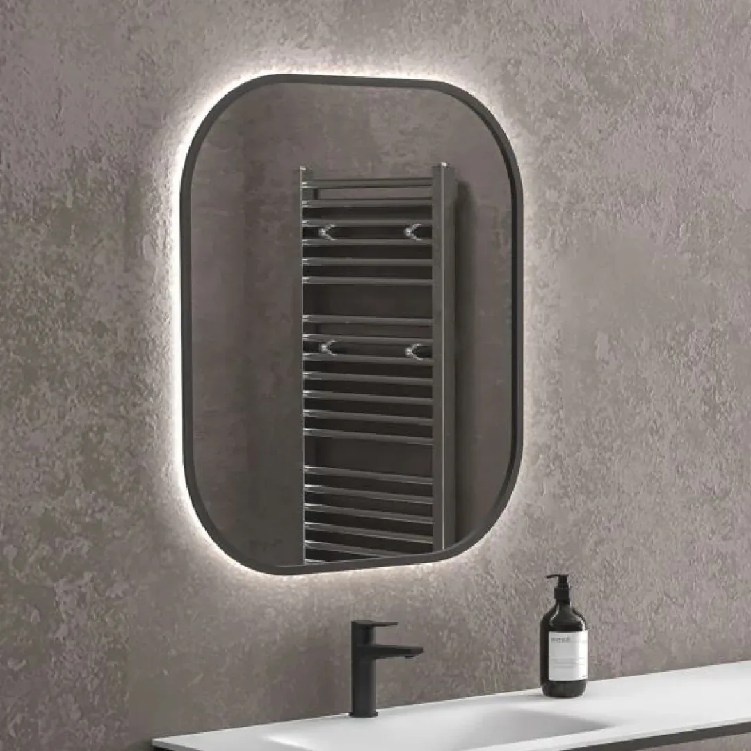 Karag Specchio LED con cornice rettangolare Sharon 60x70 cm nero
