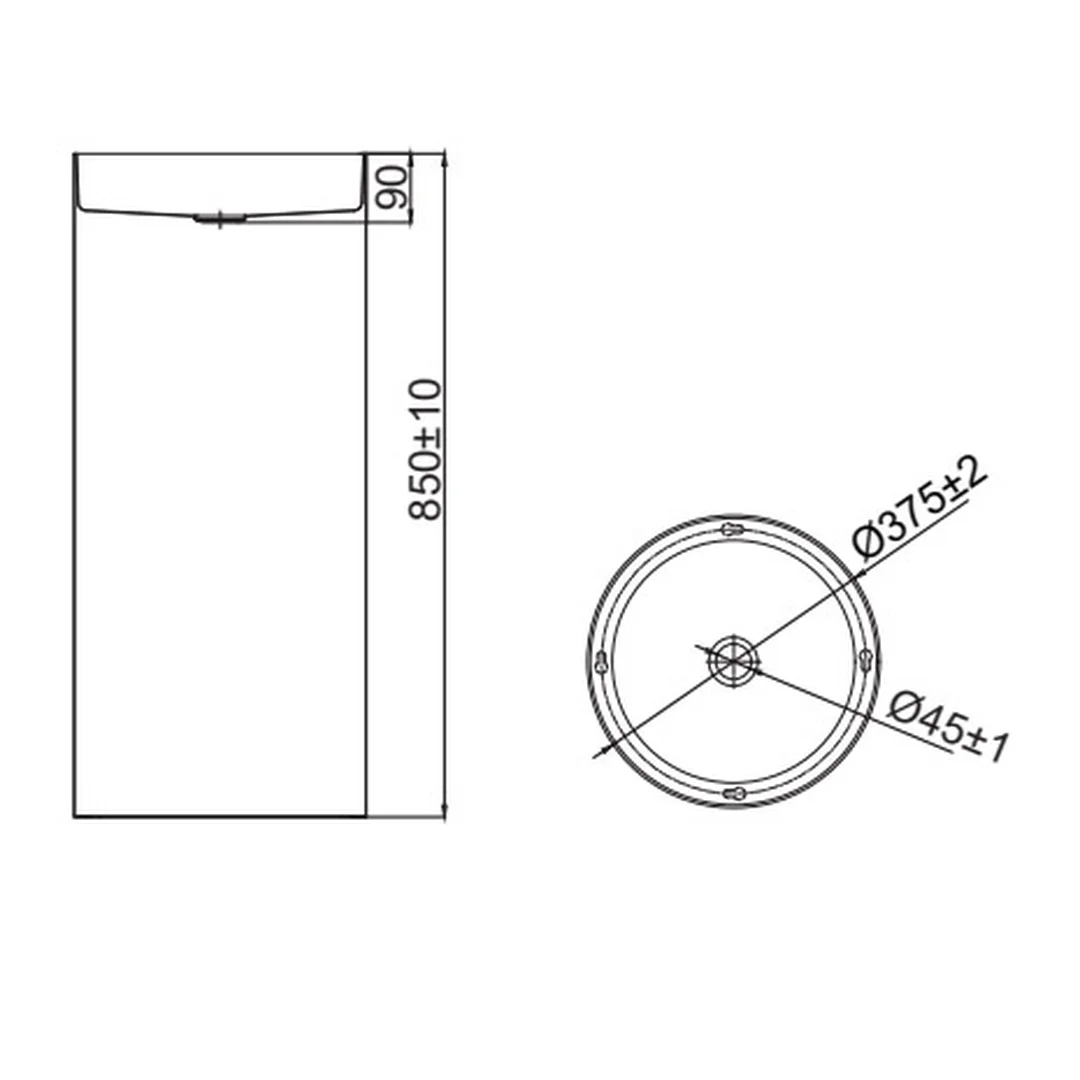 Karag Lavabo freestanding rotondo acciaio inox 37.5x37.5 cm oro scarico a pavimento con valvola inclusa