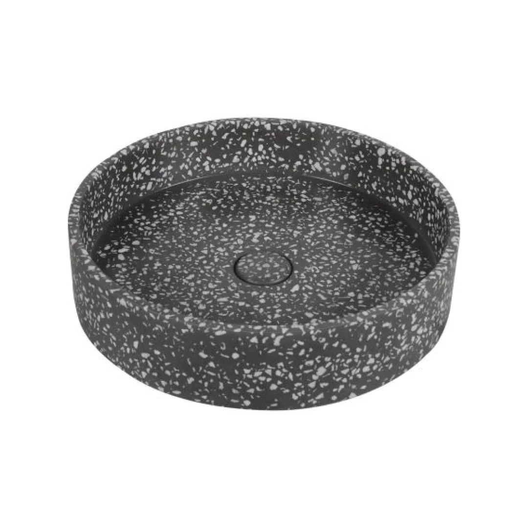 Karag Lavabo da appoggio rotondo Elpis terrazzo Ø42.5x10 cm volcano con valvola inclusa