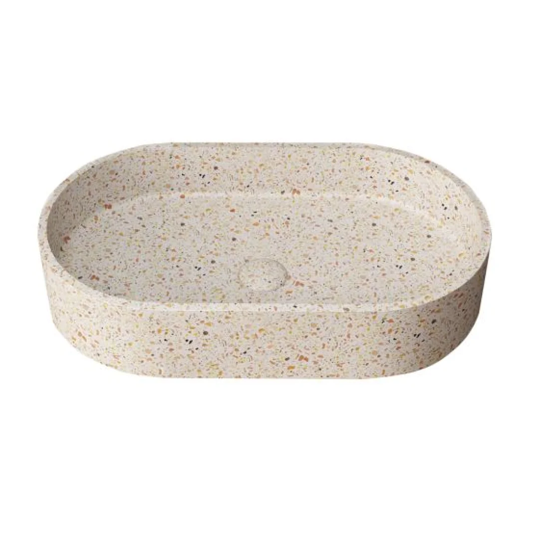 Karag Lavabo da appoggio rettangolare Linus terrazzo 60x35 cm fruitcake con valvola inclusa