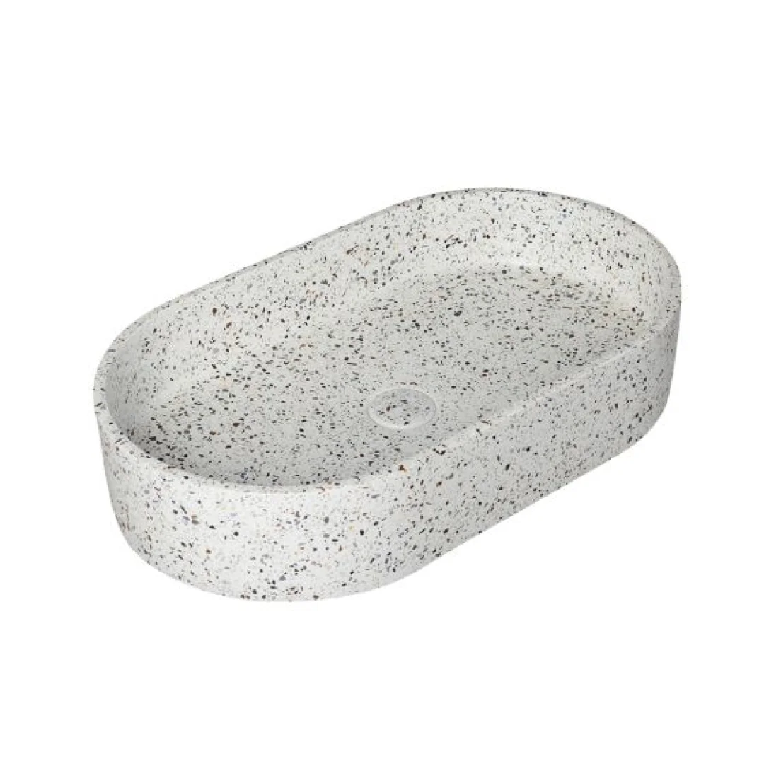 Karag Lavabo da appoggio rettangolare Linus terrazzo 60x35 cm stracciatella con valvola inclusa
