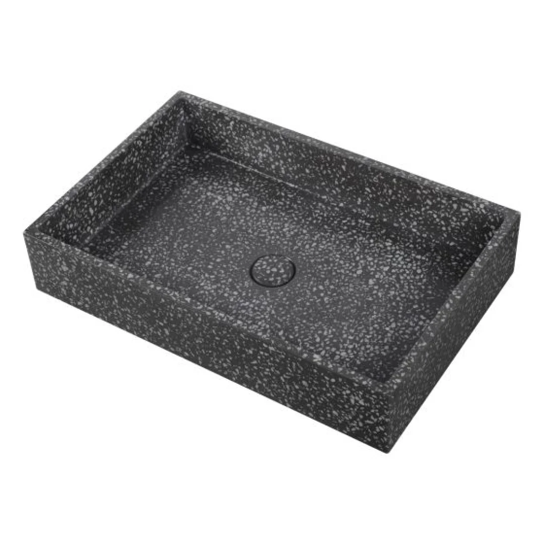 Karag Lavabo da appoggio rettangolare Dion terrazzo 60x39 cm volcano con valvola inclusa