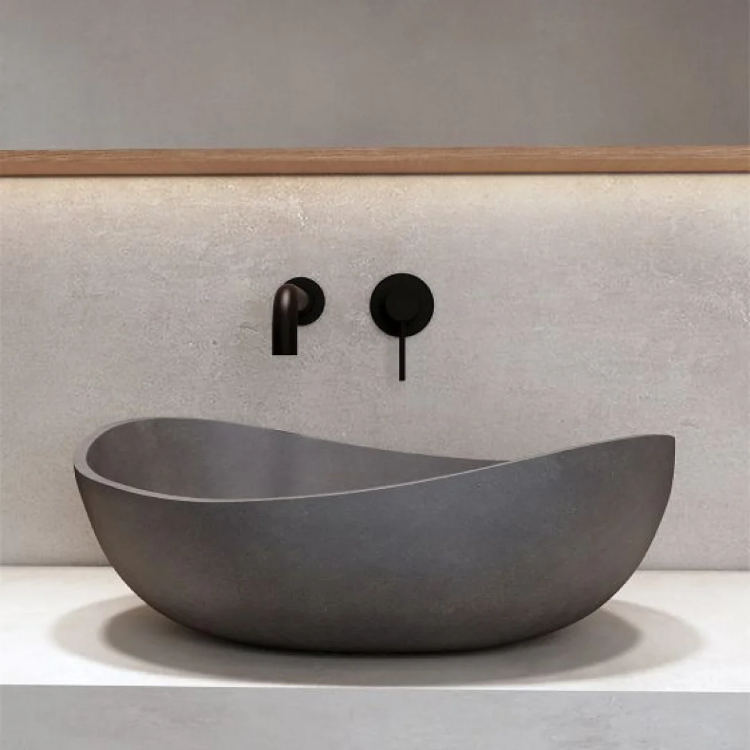 Karag Lavabo da appoggio rettangolare Eris terrazzo 57x37 cm cement con valvola inclusa