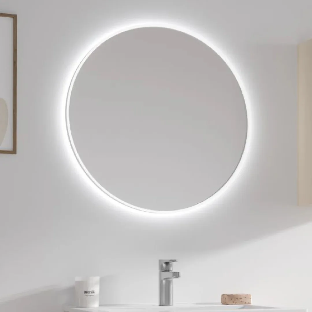 Karag Specchio LED con cornice rotondo Sharon Ø80 cm bianco