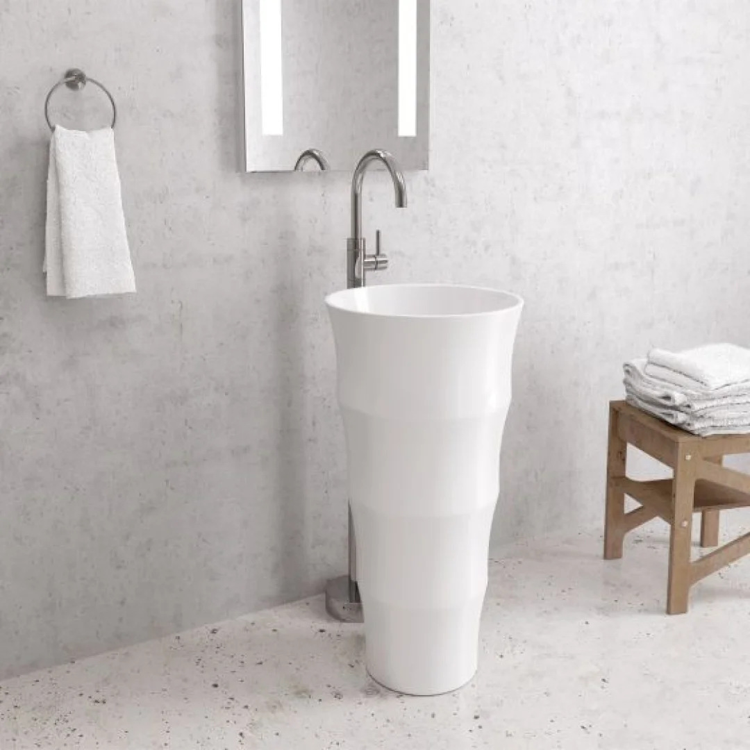 Karag Lavabo freestanding rotondo Louvre ceramica 42x42 cm bianco