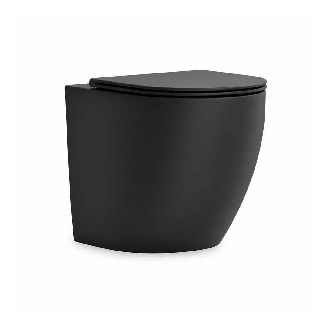Karag Vaso WC filo muro Milos nero opaco Rimless con coprivaso