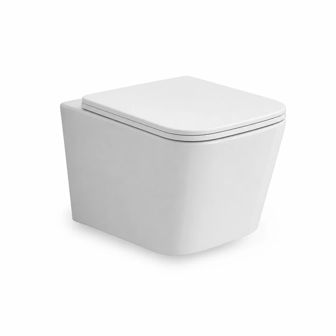 Karag Vaso WC sospeso LT 003 bianco lucido Rimless con coprivaso