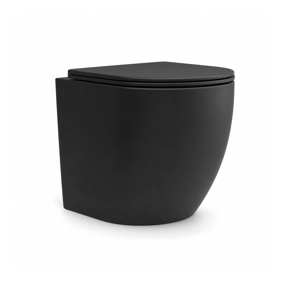 Karag Vaso WC sospeso Milos nero opaco Rimless con coprivaso