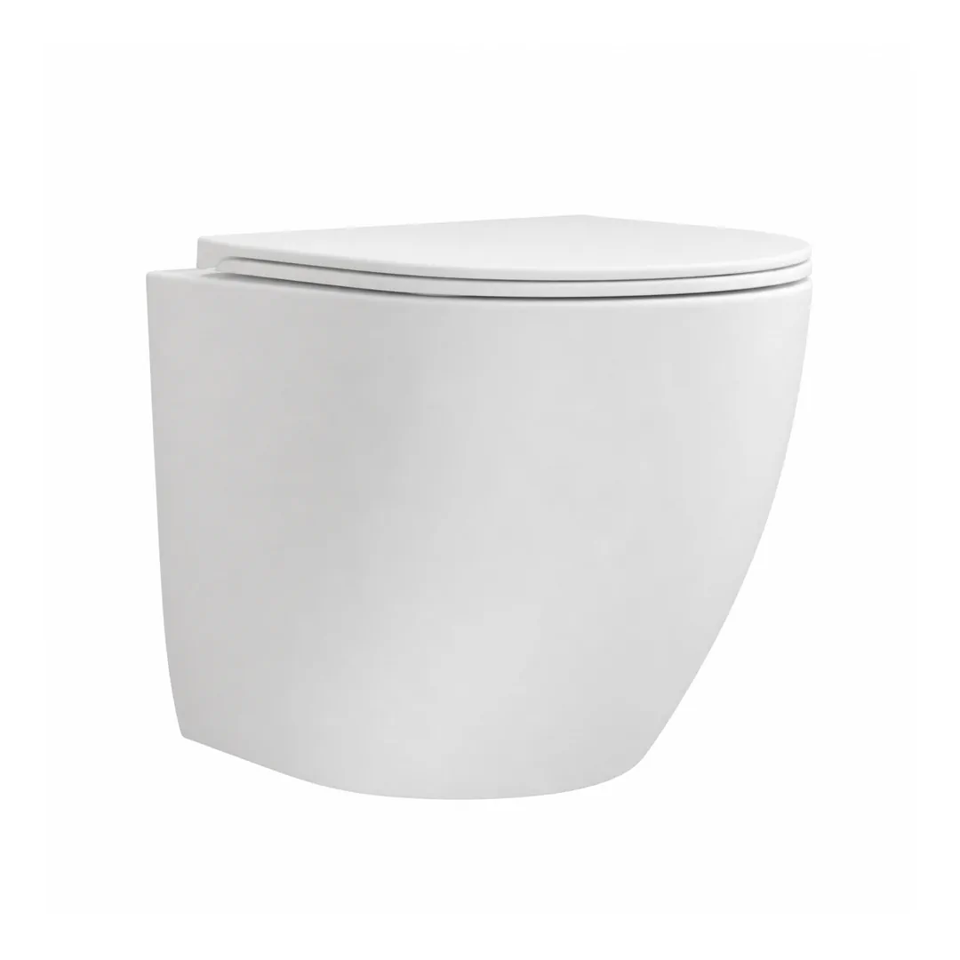 Karag Vaso WC sospeso Milos bianco opaco Rimless con coprivaso