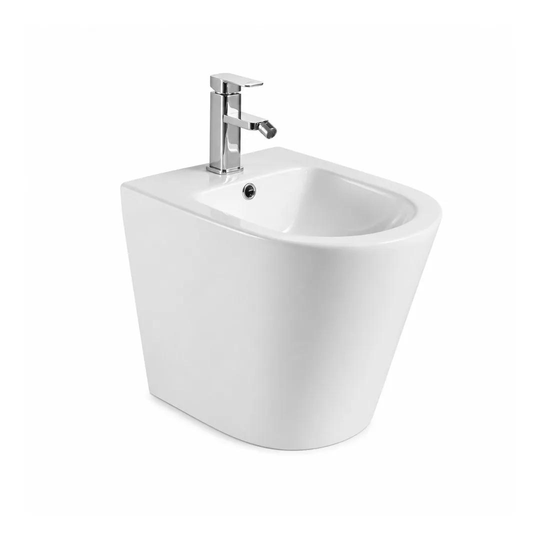 Karag Bidet filo muro Zina bianco lucido