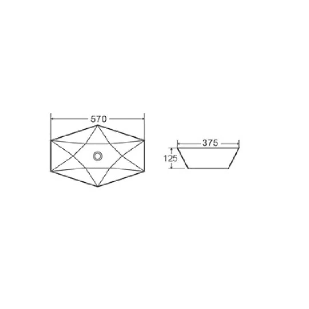 Karag Lavabo da appoggio geometrico ceramica 57x37.5 cm bianco lucido