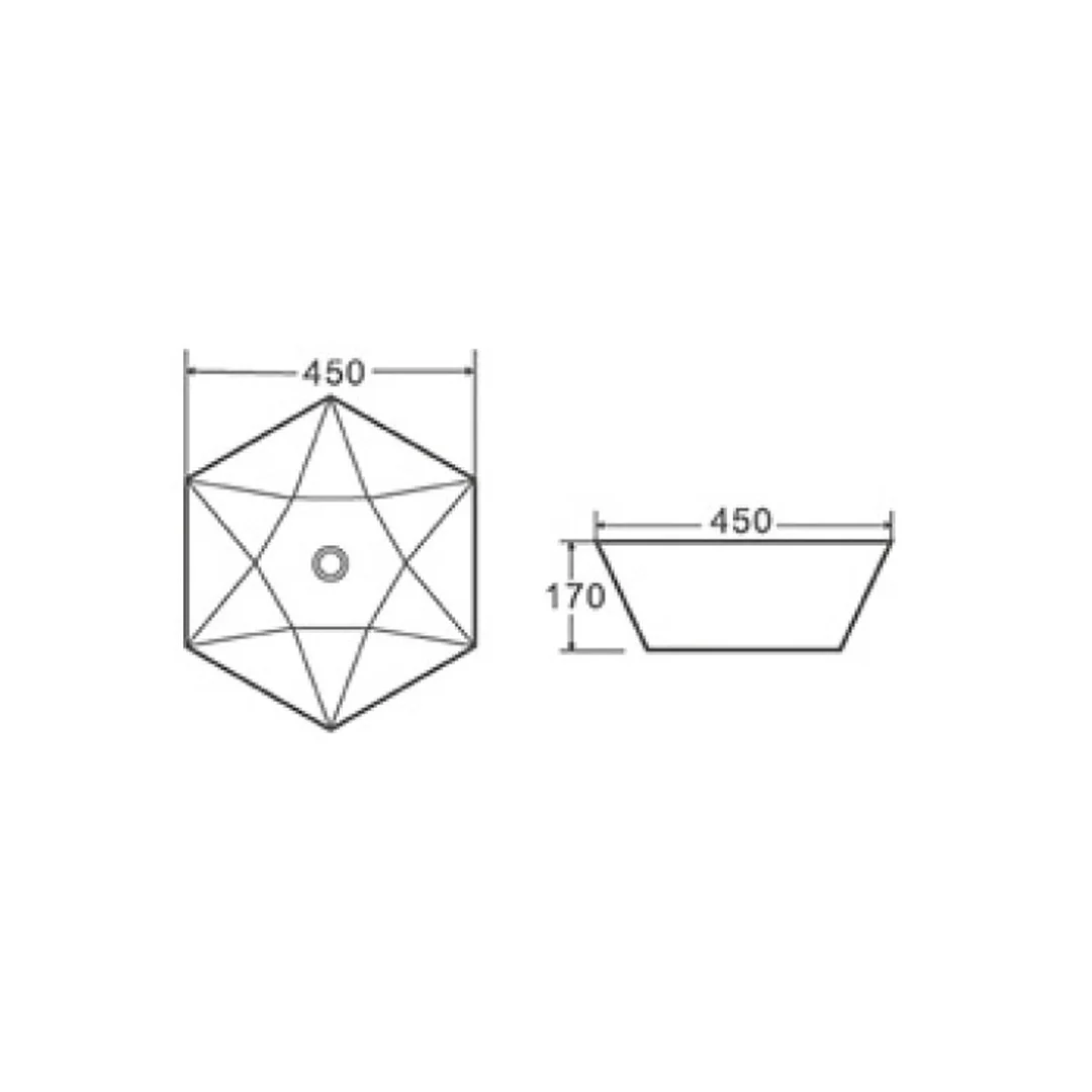 Karag Lavabo da appoggio geometrico ceramica 45x45 cm bianco lucido