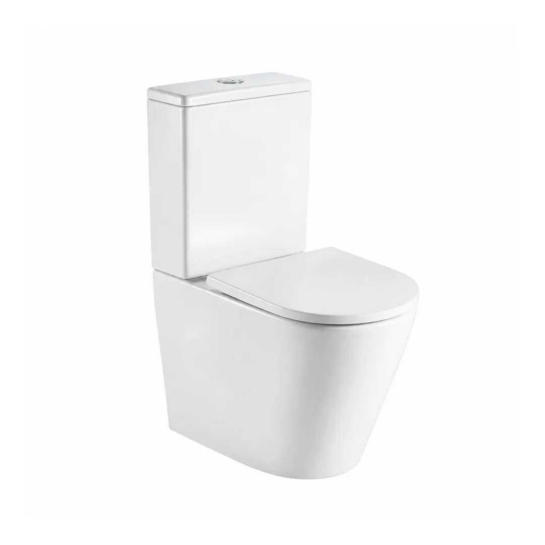 Karag Set WC monoblocco Zina bianco lucido Rimless con vaso, cassetta e coprivaso