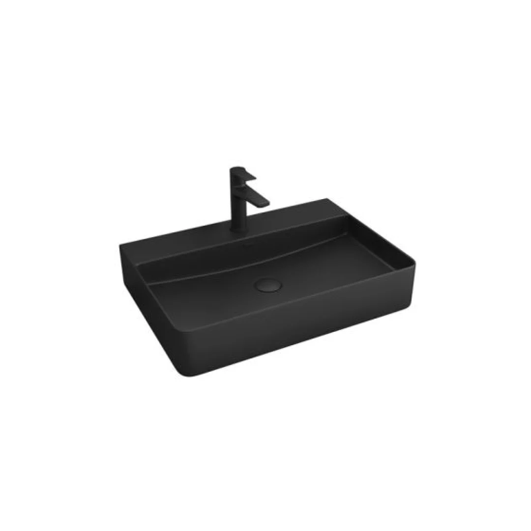 Karag Lavabo da appoggio rettangolare ceramica 50x42 cm nero opaco