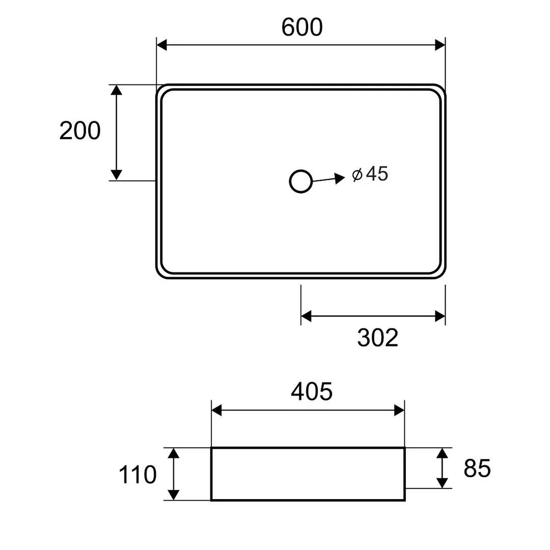 Karag Lavabo da appoggio rettangolare ceramica 61x40.5 cm bianco lucido